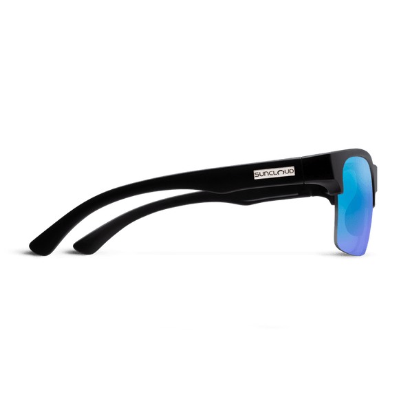 Suncloud Rambler Lite - Matte Black Frame Polarized Sunglasses Blue Mirror Lens