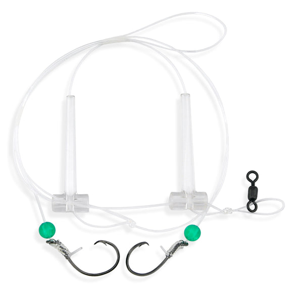 Aqua-Clear SP-1C Hi-Lo 1/0 Circle Hook Sea Bass/Porgy/Triggerfish/Sheepshead  Rig - w/Green Beads