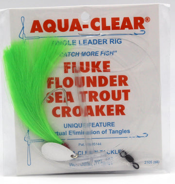 Aqua-Clear XL Spinner Flounder/Fluke/Weakfish/Croaker Rig w/ 2/0 Nickel Wide Gap Hook