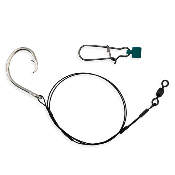 Aqua-Clear Shark Surf Rig w/2X Circle Hook 90lb Surflon Wire & Fish Finder
