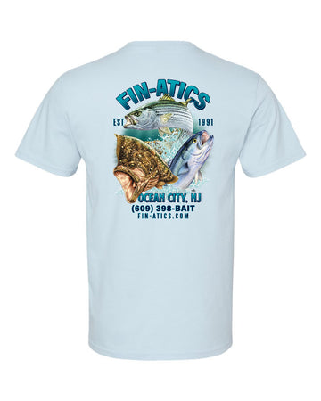 Fin-atics NJ Fish Collage Mens T-Shirt - Light Blue