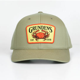 Grundens Eat Crab Trucker Hat 312 - Khaki/White