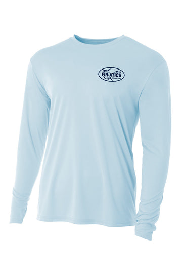 Fin-atics NJ Fish Collage Mens LS Performance T-Shirt - Pastel Blue - 0