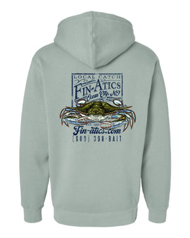 Fin-atics Crab Catch Mens Hoodie - Dusty Sage