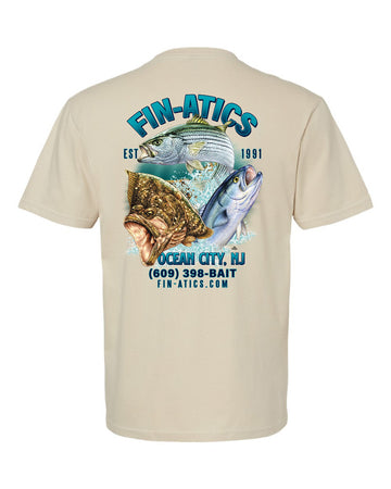 Fin-atics NJ Fish Collage Mens T-Shirt - Sand