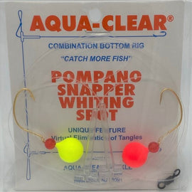 Aqua-Clear PS-2 Pompano/Snapper Hi-Lo #4 Wide Gap Hooks w/Red & Chartreuse Floats Rig